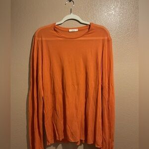 Matin Rusty Orange Silk Basic Longsleeve Tunic Scoopneck size 12 A1